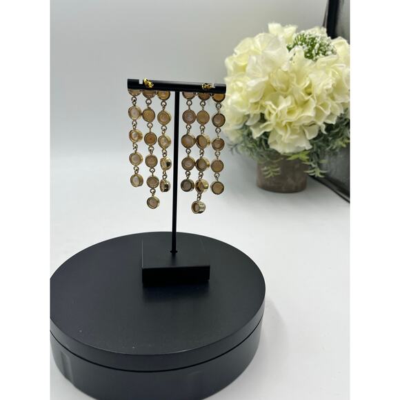 SHASHI Naya White Pearl Designer Dangle Three Triple Row Drop Earrings - Picture 12 of 14